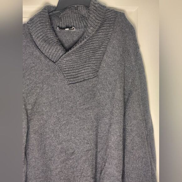 Hickey Freeman L Gray Knitted 100% WOOL Shawl Collar Women’s Sweater ITALY - Picture 3 of 10